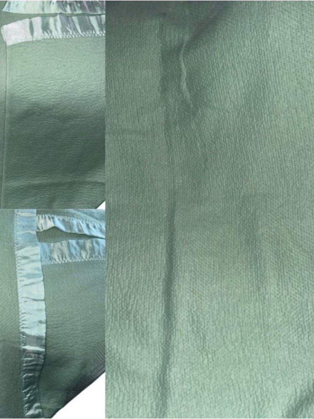 Soft Sage Green/ Mint Green Waffle Blanket with Satin Edging - Picture 11 of 12